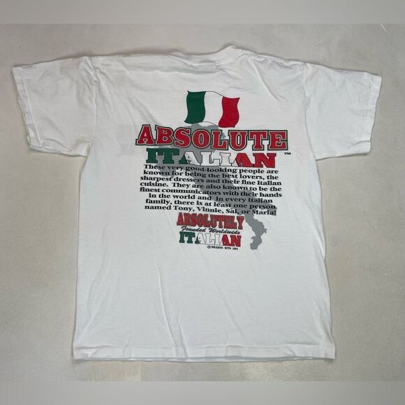VINTAGE Absolutely Italian 1994 Graphic T-shirt Men Large 90s Single Stitch - Picture 1 of 8
